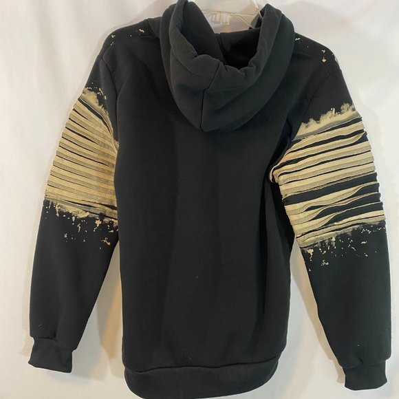 Tailored Recreation Premium Black w/ Gray Paint Hoodie Sweatshirt Men's Size - Picture 12 of 12